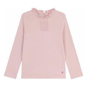 Petit Bateau – T-Shirt aus Bio-Baumwolle mit Rüschenkragen | Blassrosa