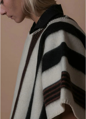 La Méricaine - Blackfeet Recycelte Wolle Lange Poncho | Ecru