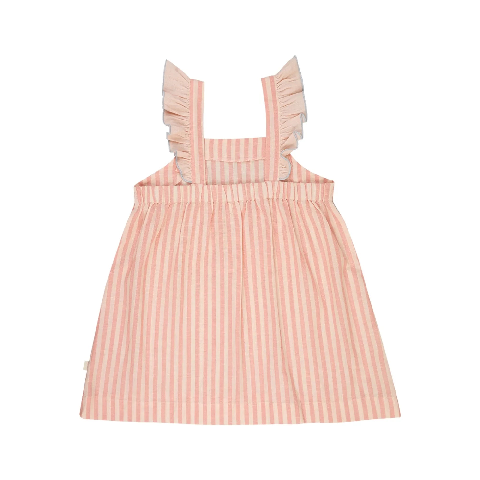 Lilinoa – Gestreiftes Rüschenkleid für Zuhause | Blush