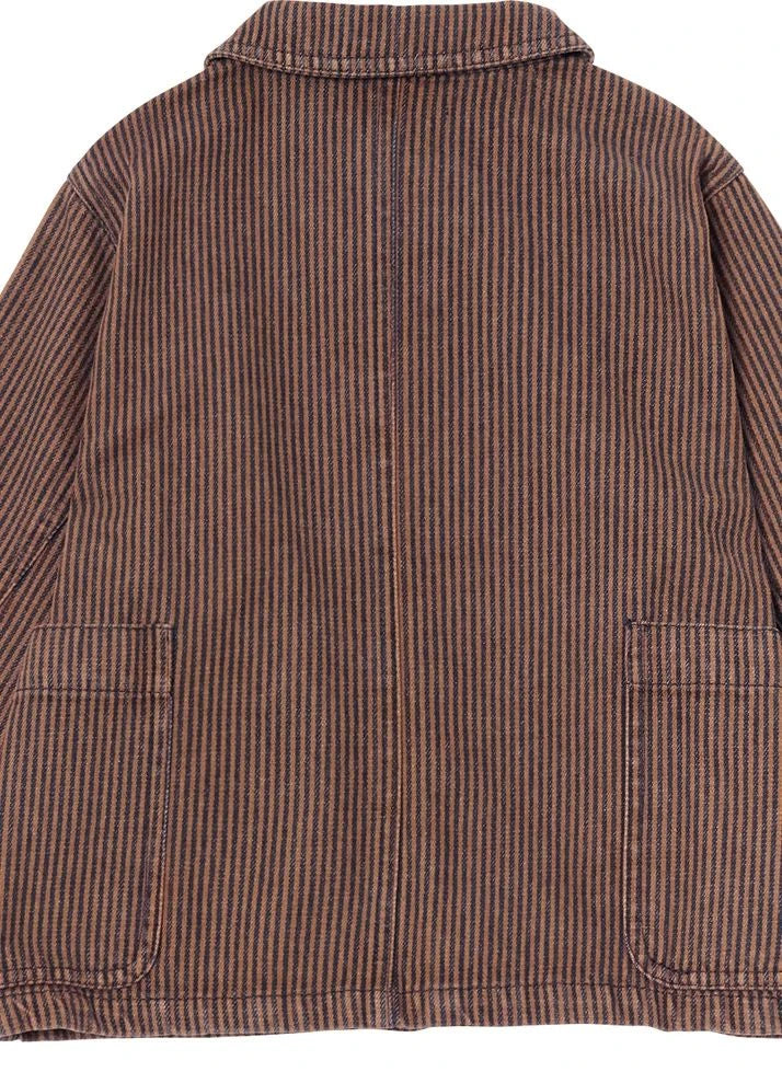 True Artist - N°5 Çizgili Denim Organik Pamuk Ceket | Koyu Mavi