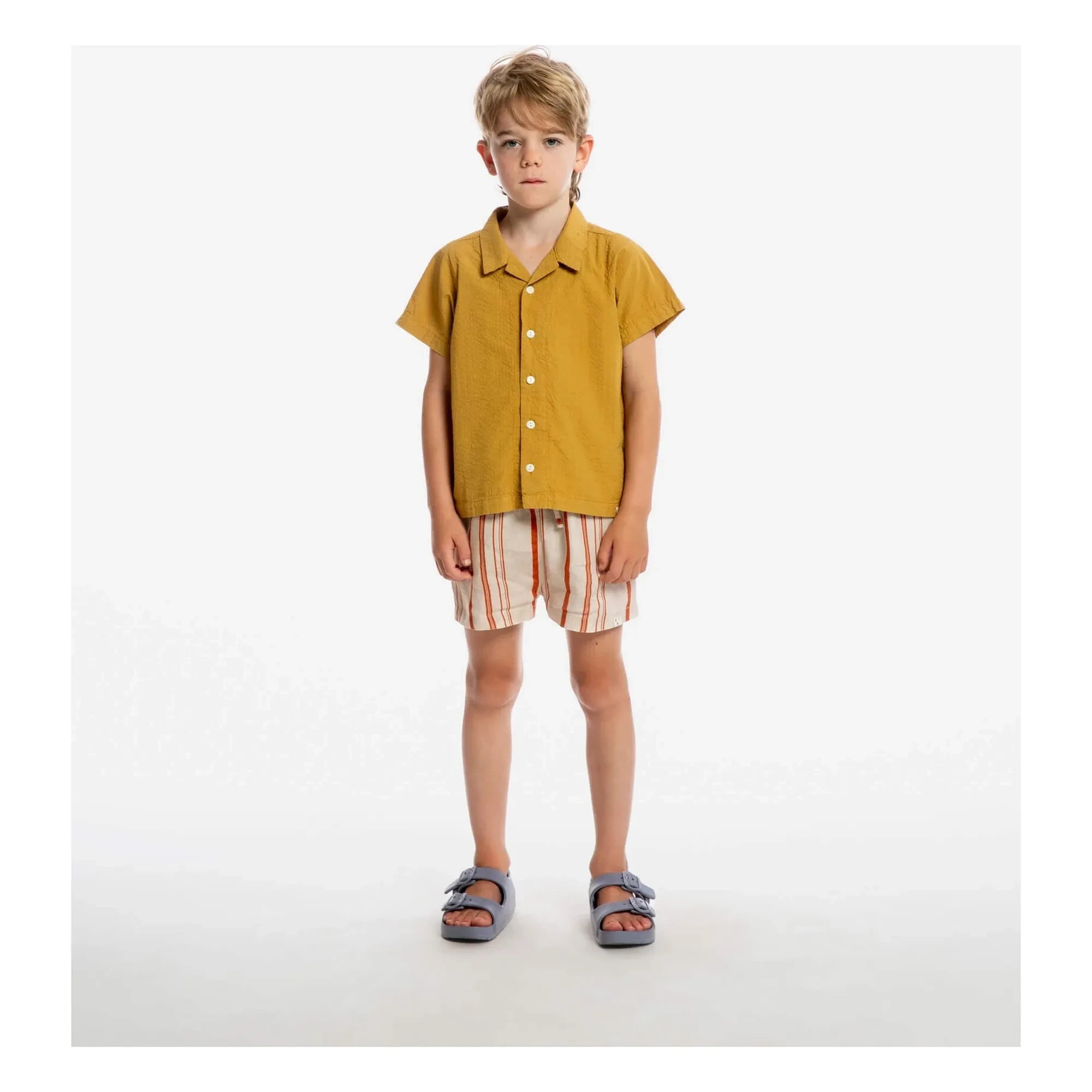 Matona – Klassische gestreifte Leinenshorts | Off-White