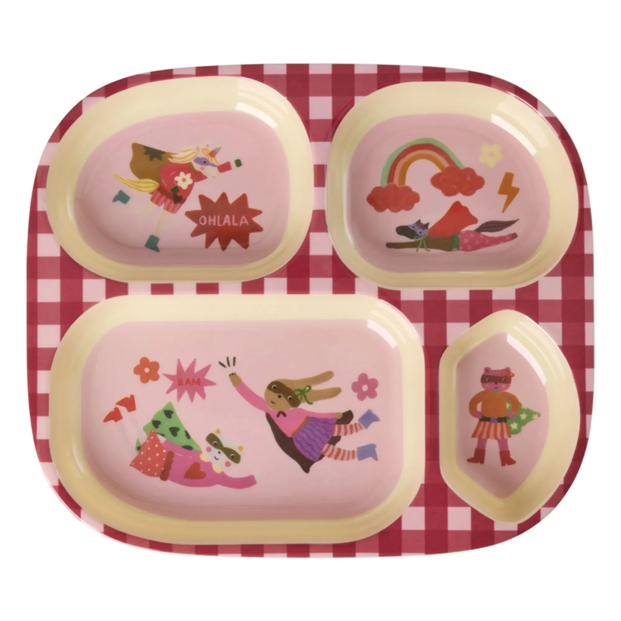 Rice - Bölmeli melamin tabak | Pembe