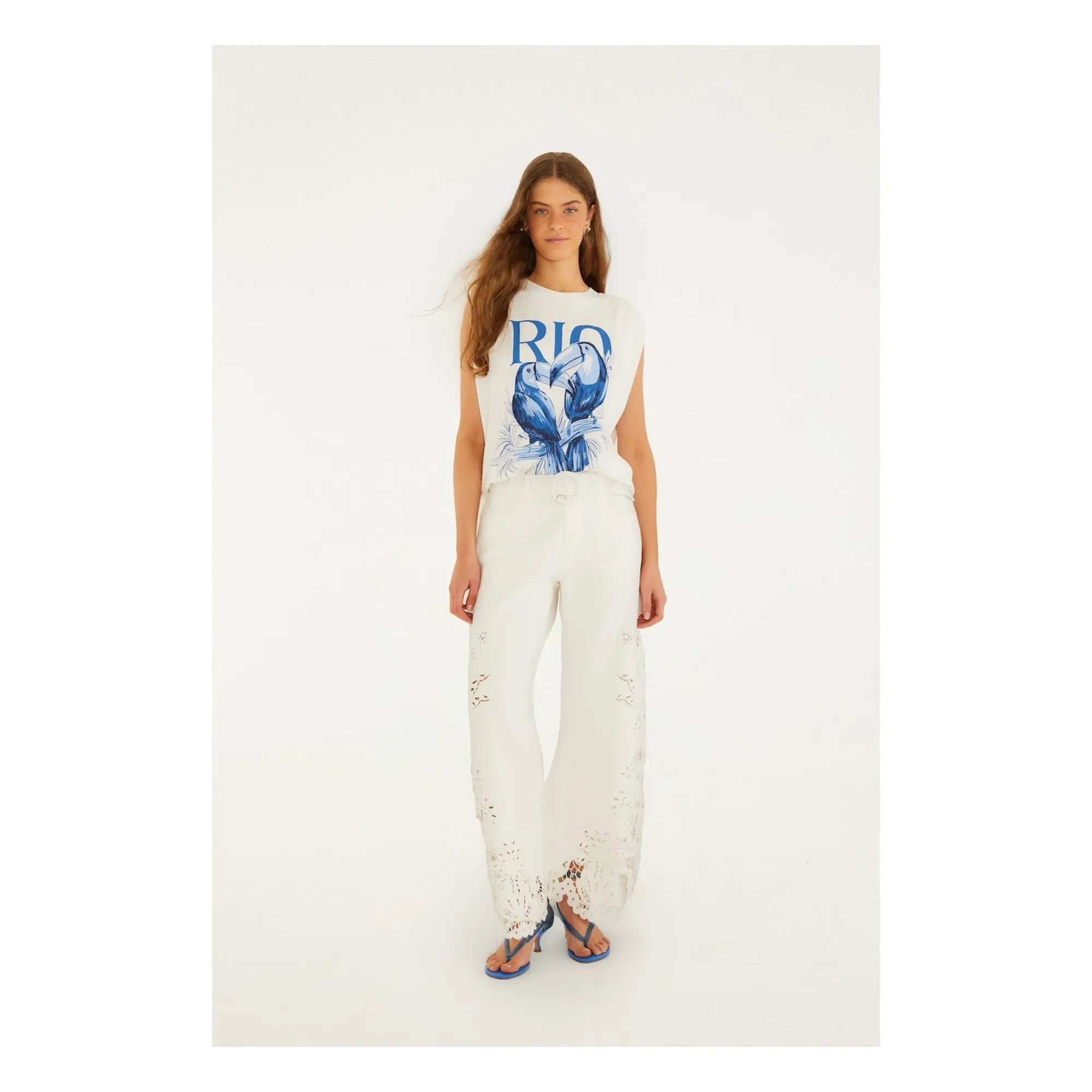 Farm Rio - Rio Epaulet T-Shirt | Weiß