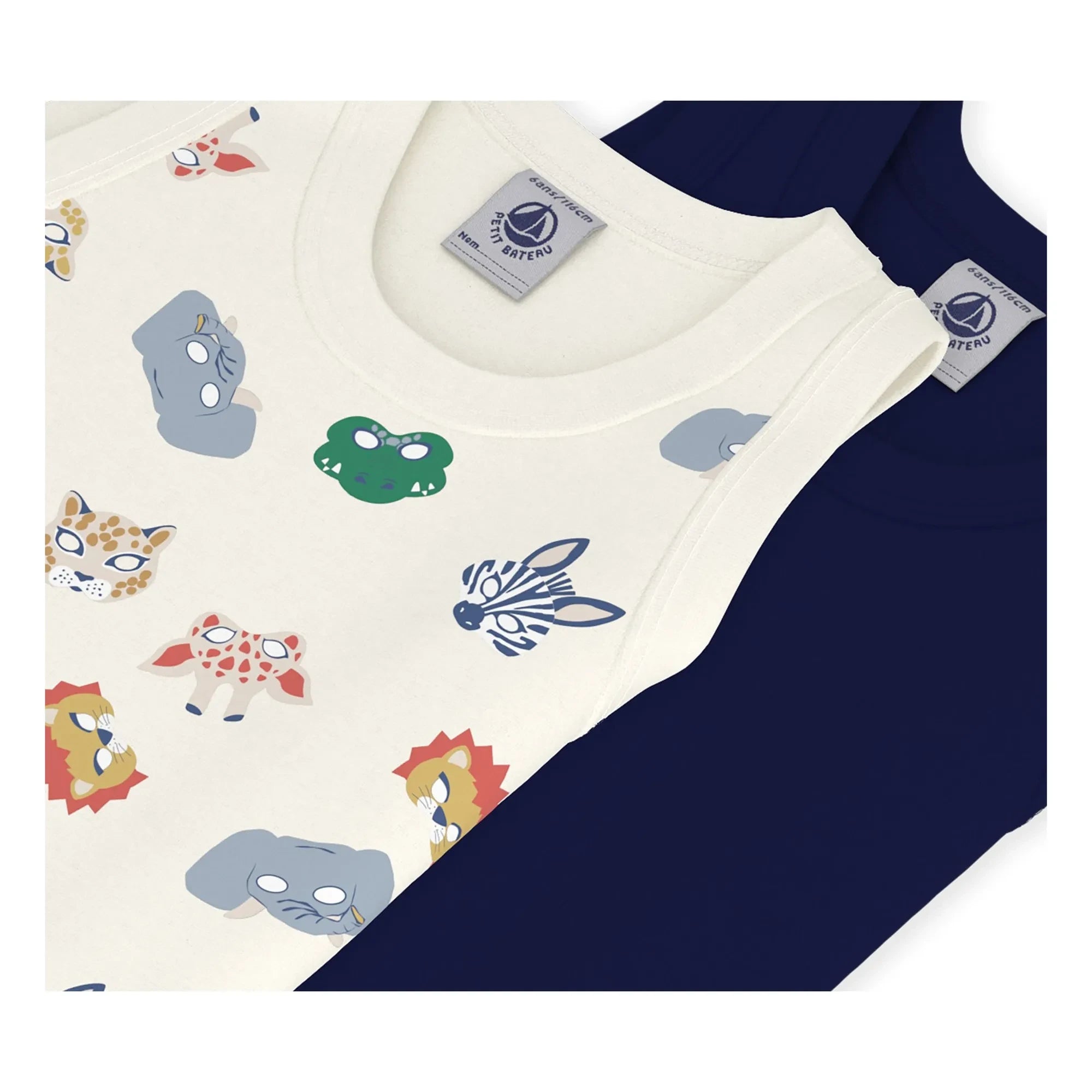 Petit Bateau – Doppelpack Bio-Baumwoll-Tanktop mit Maskenmuster | Marineblau
