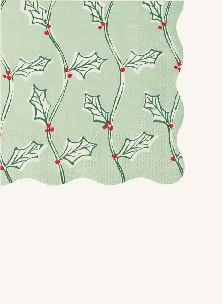 Meri Meri - Blockdruck Weihnachtsservietten - 16er Set