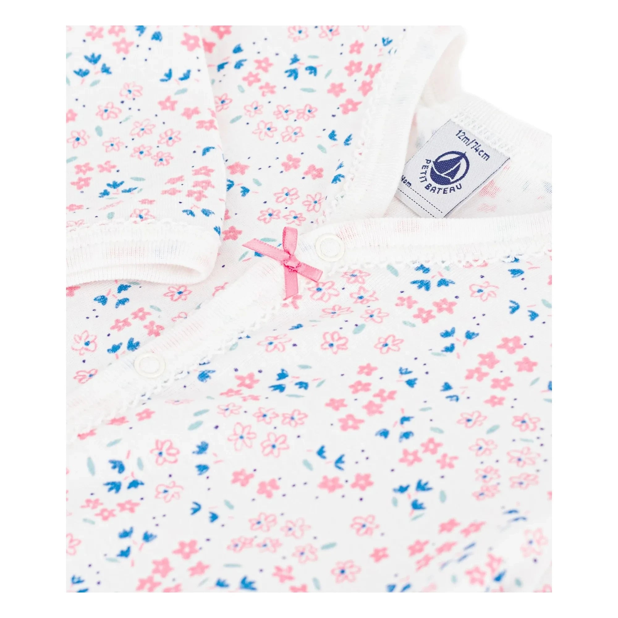 Petit Bateau - Schlafanzug mit Blumenmuster | Weiß