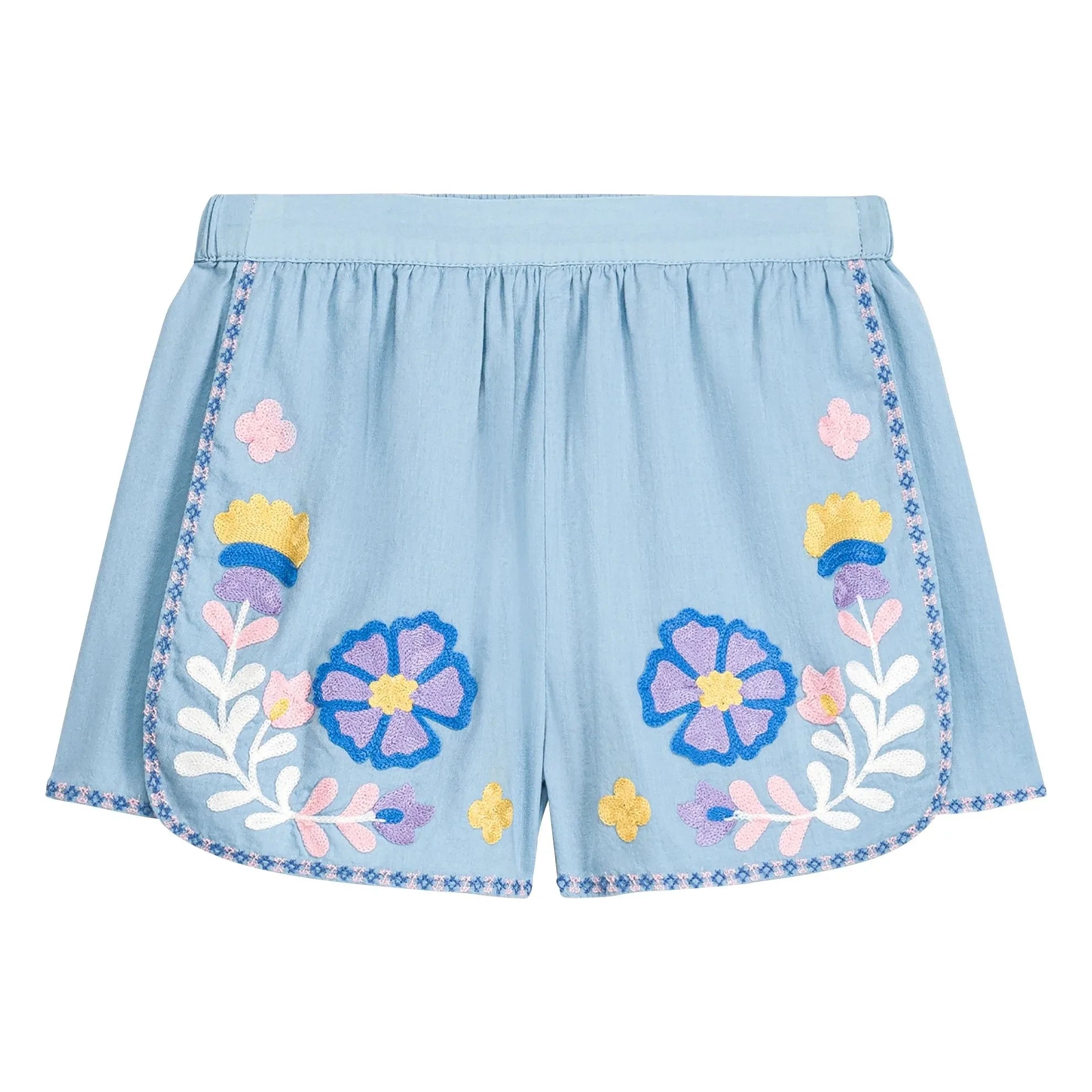 Louise Misha - Maïwen Shorts aus Bio-Baumwolle mit Stickerei | Blau