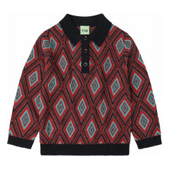 FUB - Harlequin Merino yün polo tişört | Lacivert