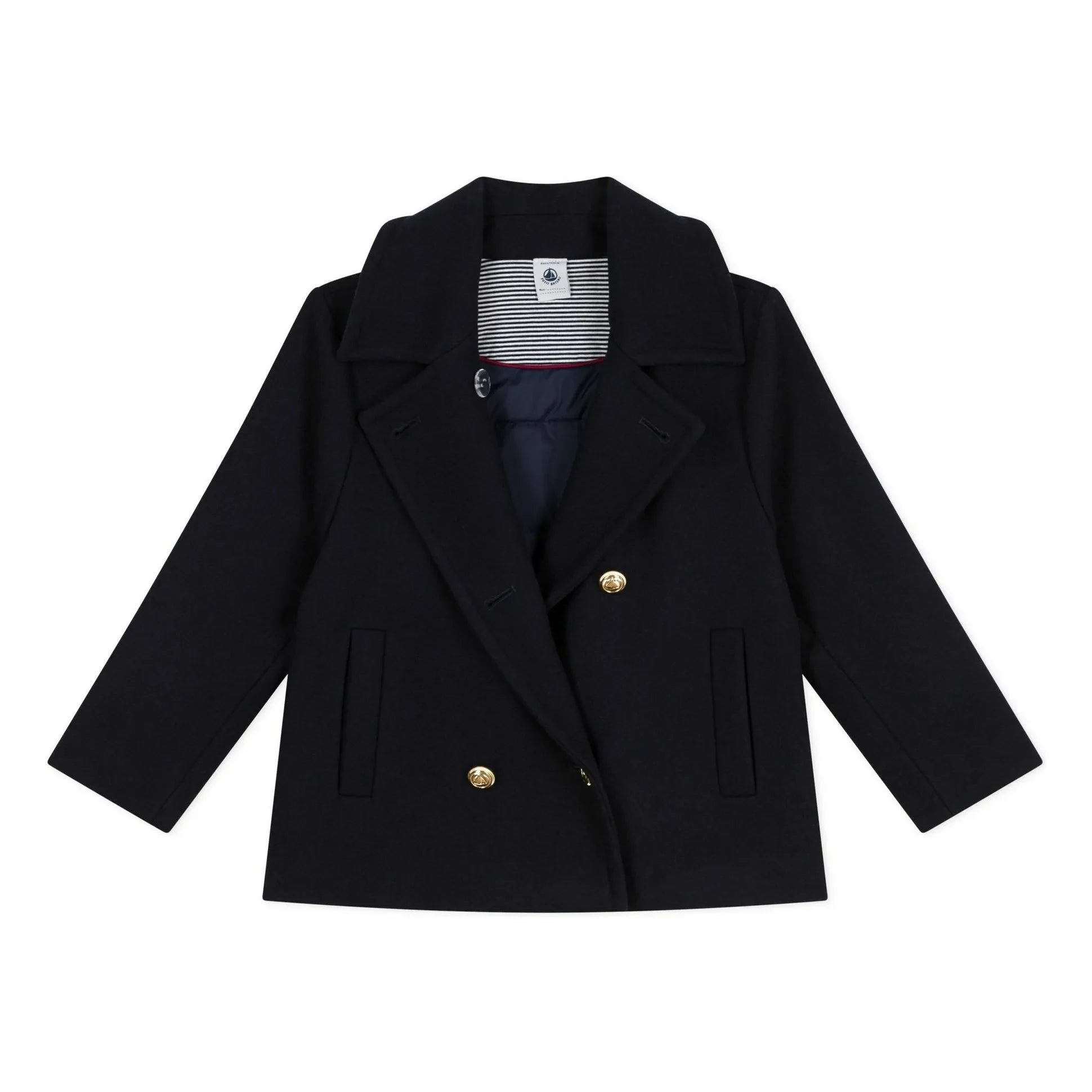 Petit Bateau - Zweireihige Woll-Peacoat | Nachtblau