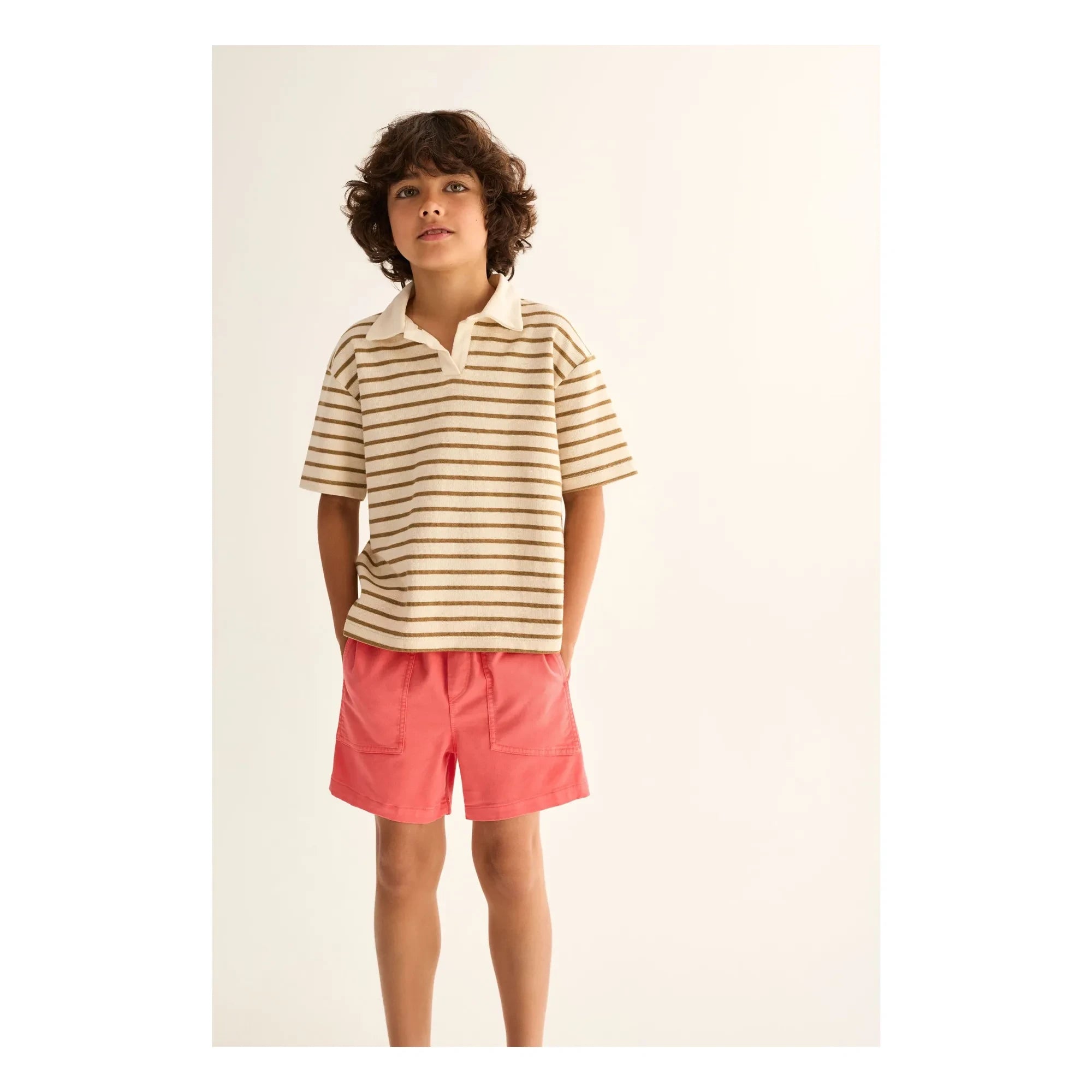 Cozmo - Gestreiftes Poloshirt aus Bio-Baumwolle von Drake | Sand