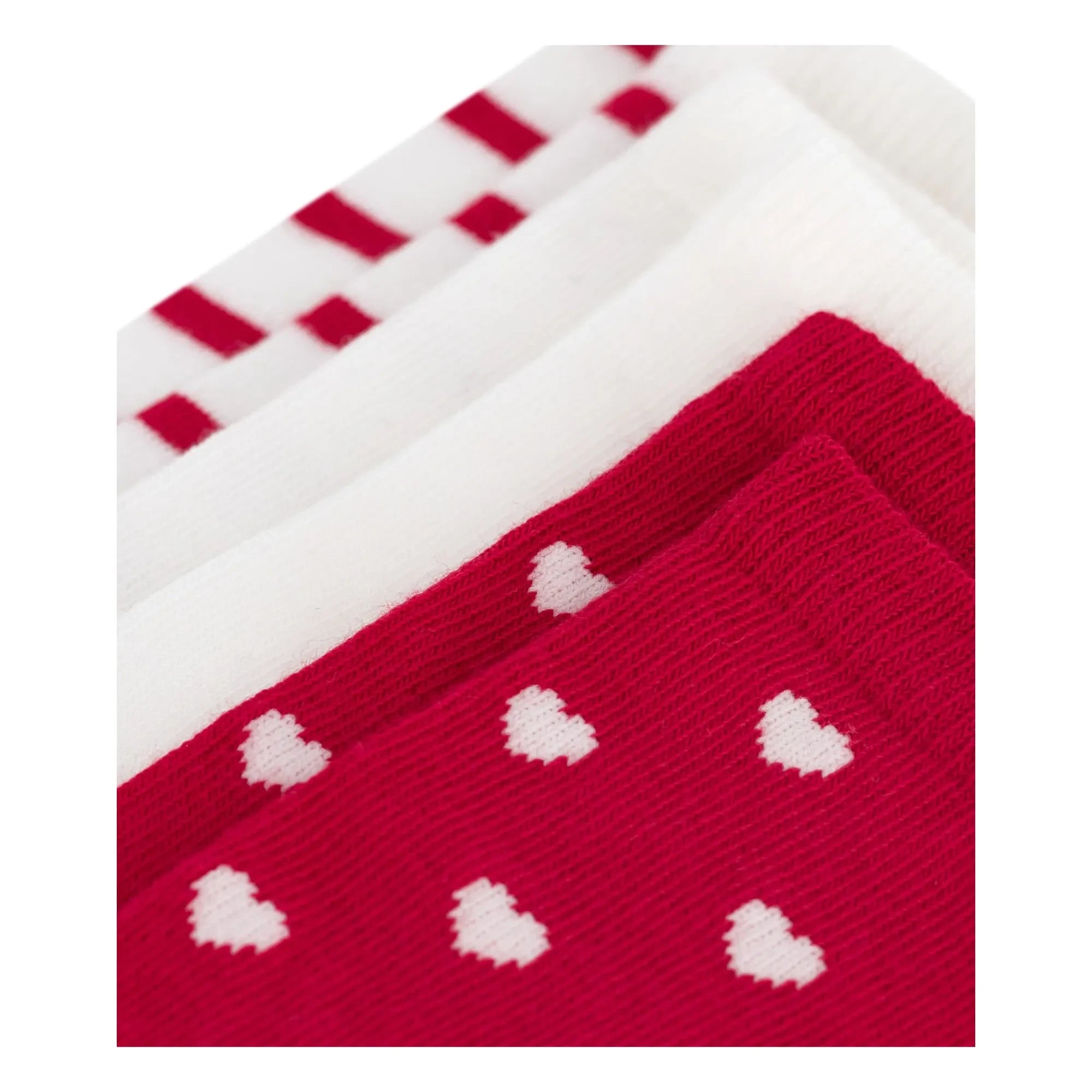 Petit Bateau - 3er-Pack Socken mit Herzen | Weiß