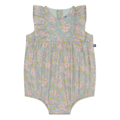 Petit Bateau - Strampler aus Bio-Baumwollpopeline mit Blumenmuster | Graublau