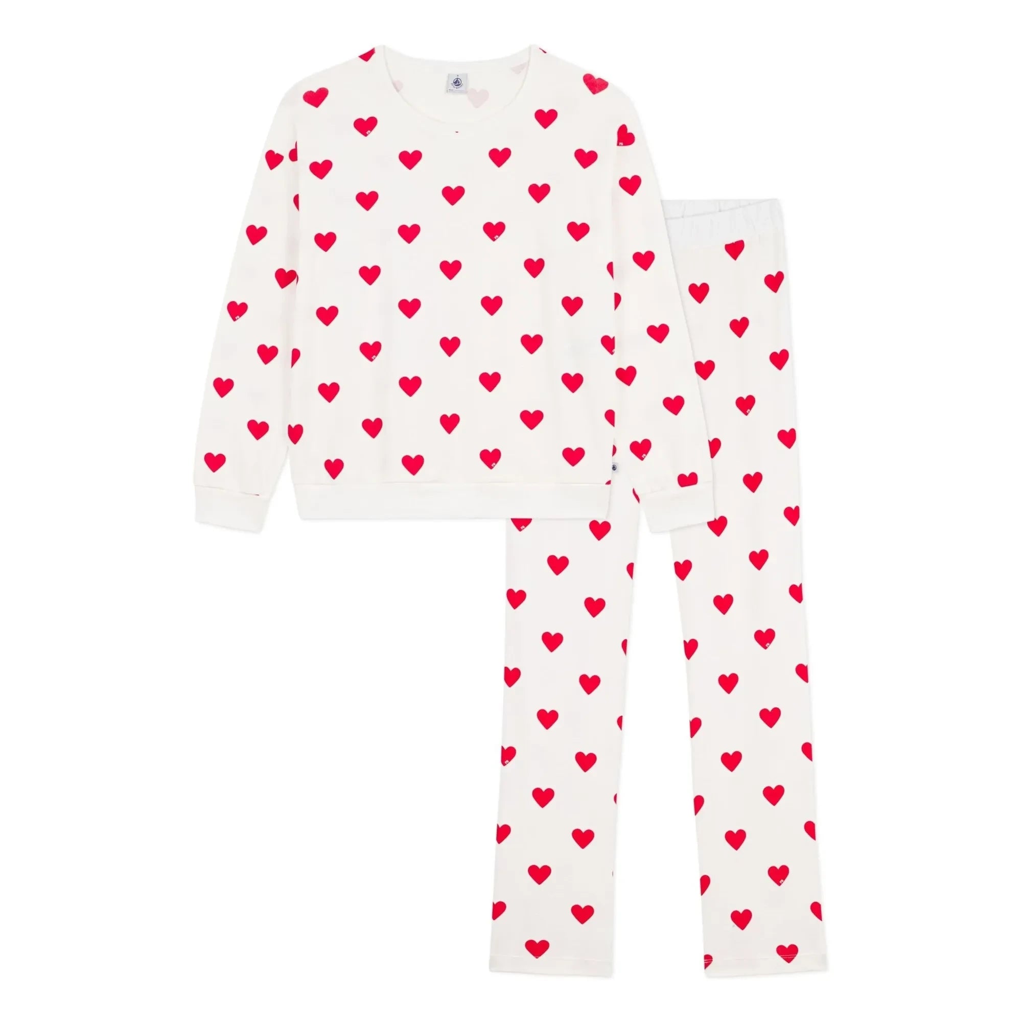 Petit Bateau - Organik Pamuklu Kalpli Pijama | Beyaz