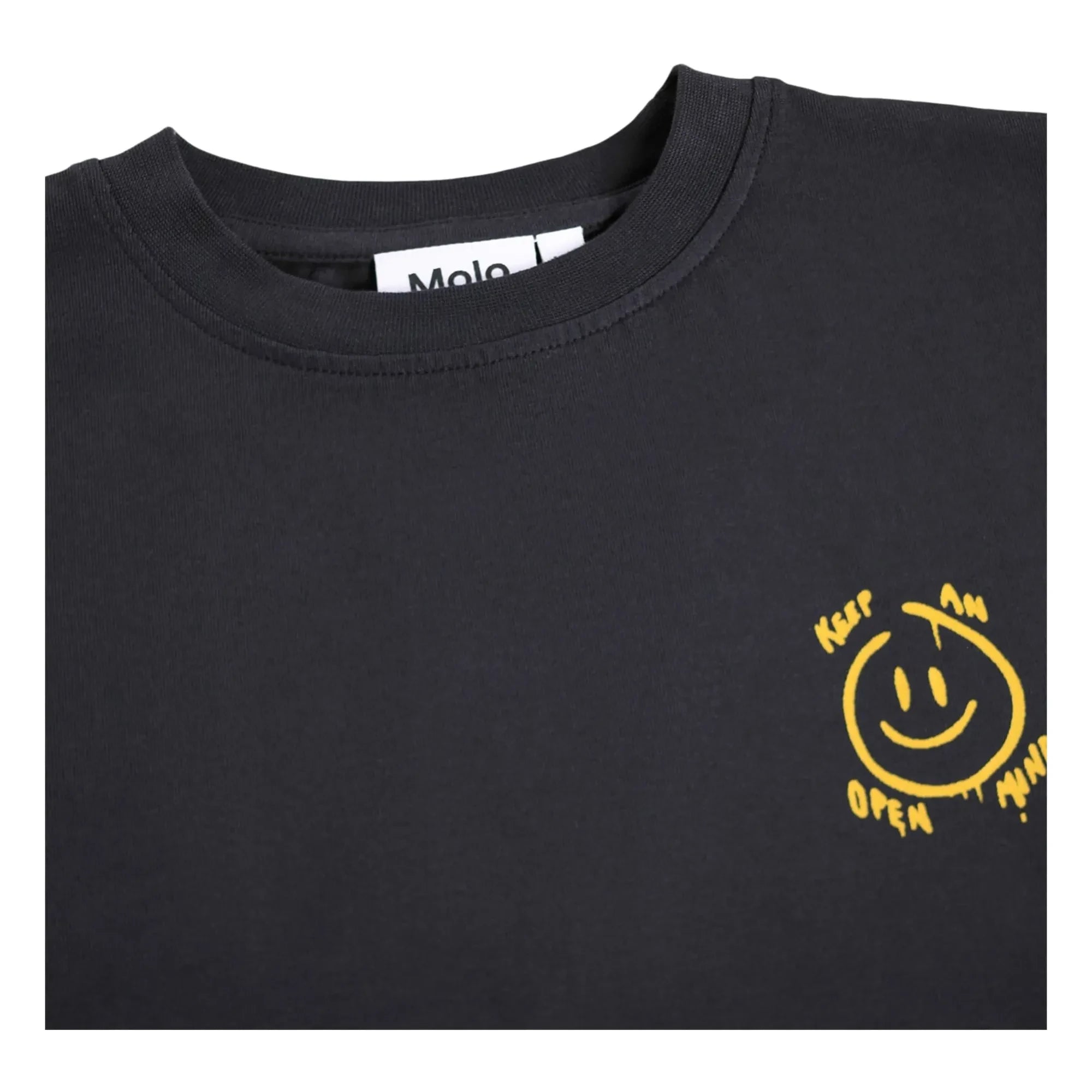 Molo - Railey Smiley Open Mind Organik Pamuk Tişört | Siyah