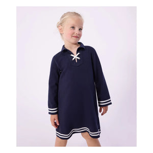 Petit Bateau - Kleid mit Spitzenkragen | Marineblau