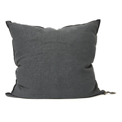 Maison de Vacances - Vice Versa Black Line Stone Washed Leinen Kissen | Kohle