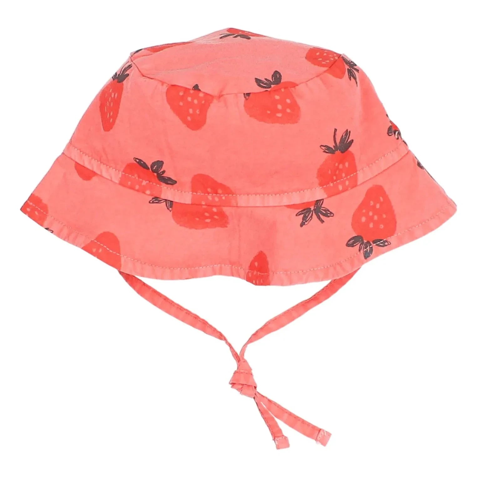 Búho - Beanie aus Bio-Baumwolle mit Erdbeerprint | Blassrot