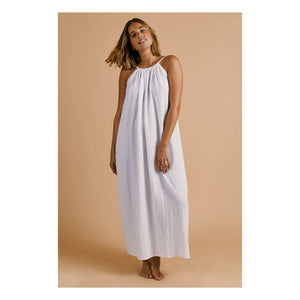 Anja Paris - Baumwoll-Musselinkleid mit Neckholder | Weiß