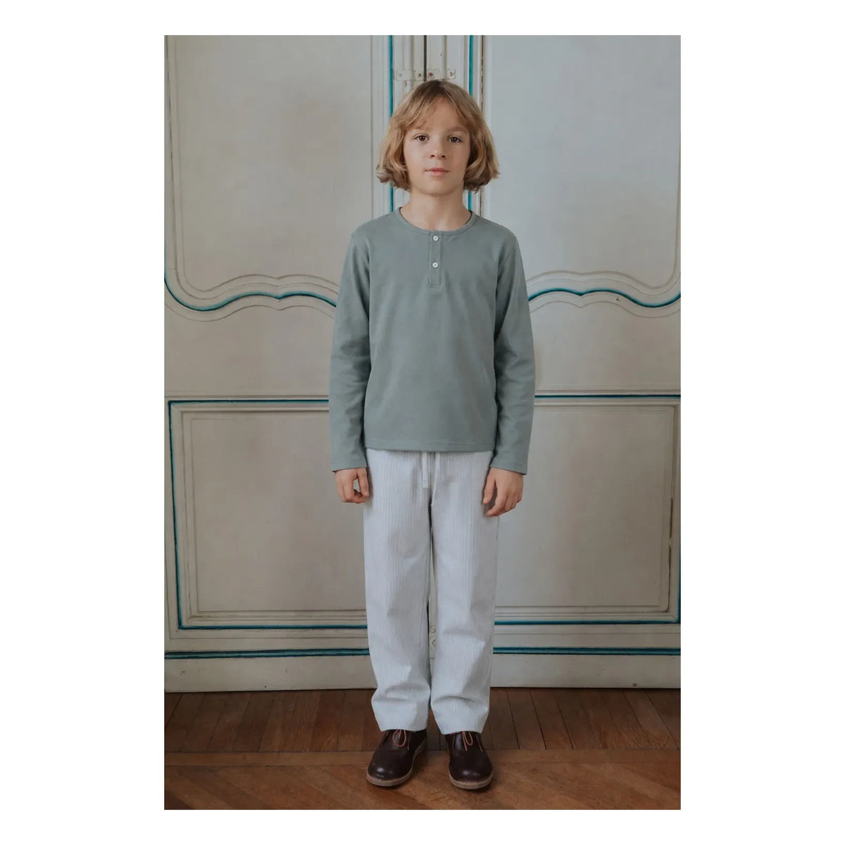 Risu Risu - Quattro Çizgili Organik Pamuklu Pijama | Mavi