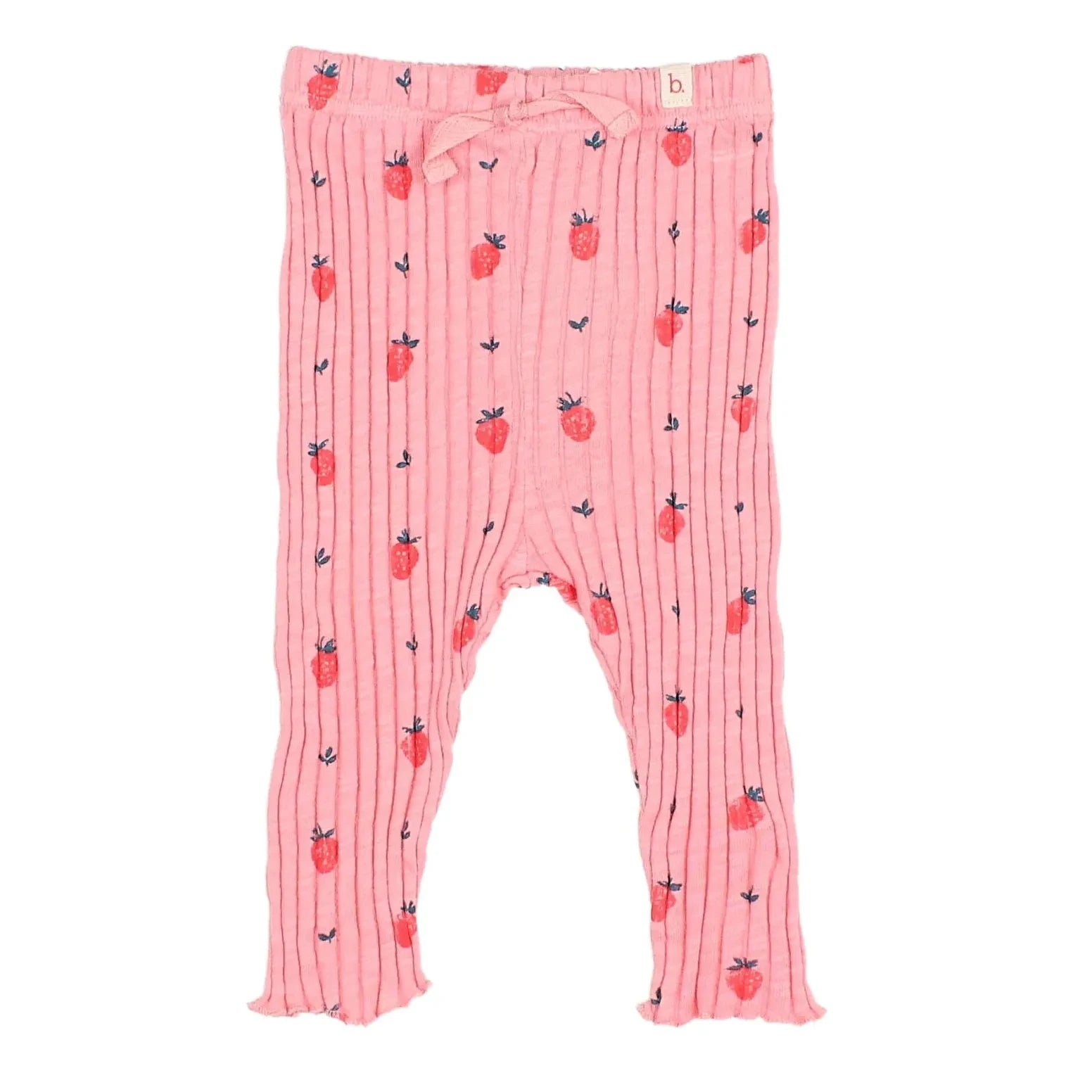 Búho - Gerippte Leggings mit Erdbeermuster aus Bio-Baumwolle | Zuckerrosa