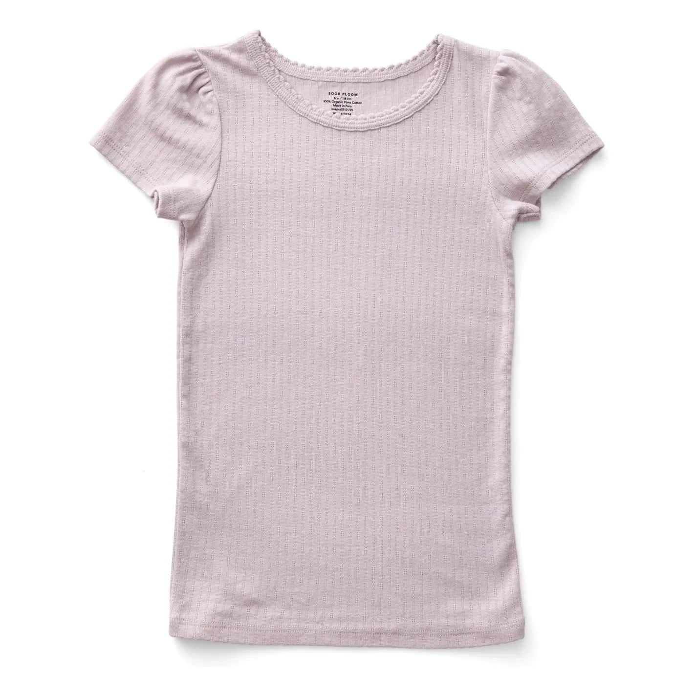 Soor Ploom - Pointelle Puf Bio-Baumwoll-T-Shirt | Beige-Rosa