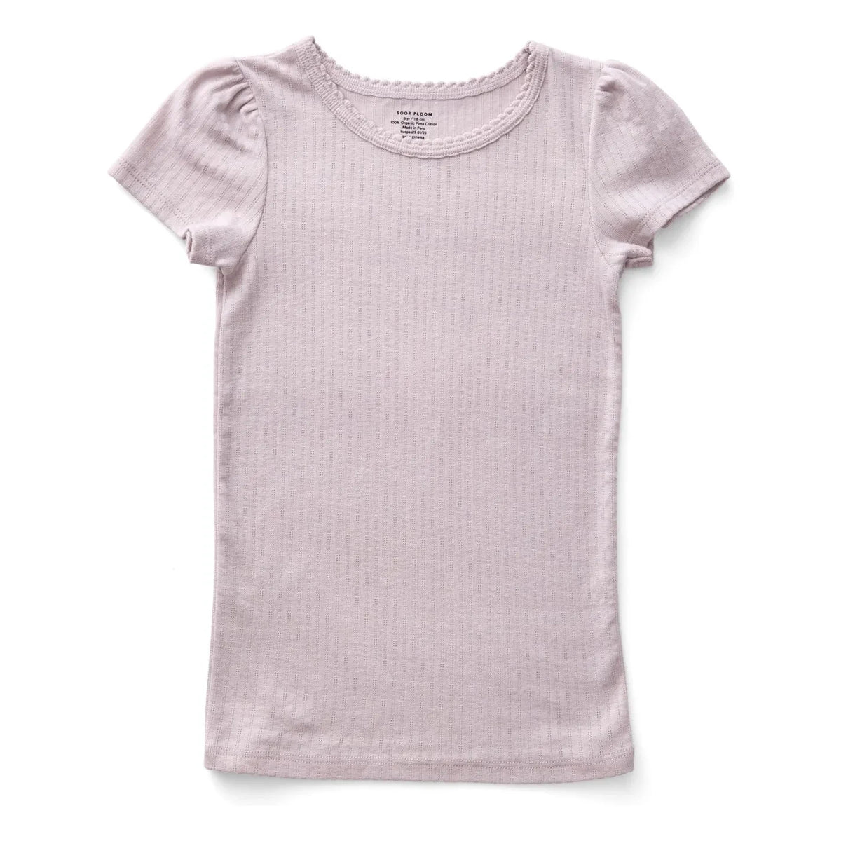 Soor Ploom - Pointelle Puf Bio-Baumwoll-T-Shirt | Beige-Rosa