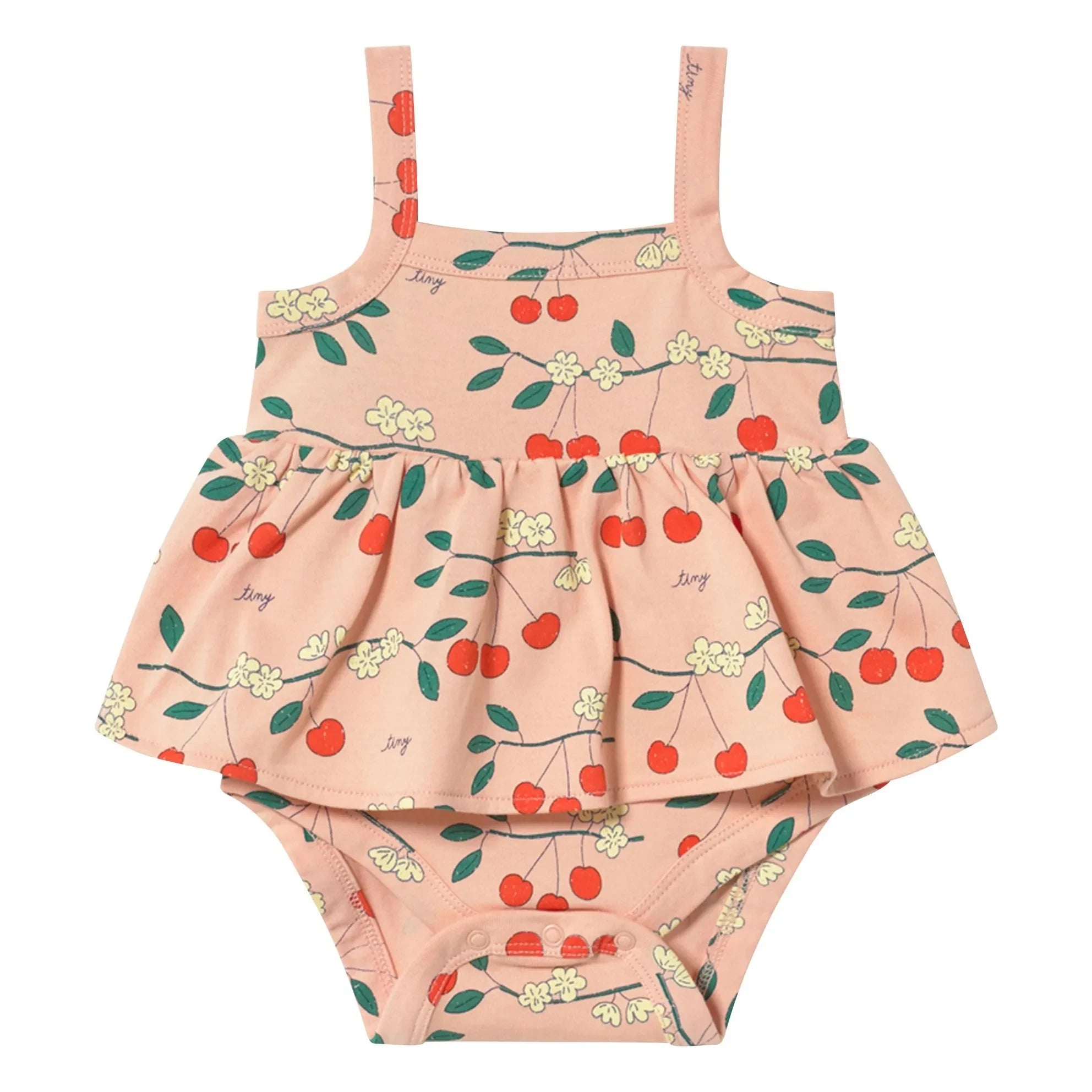 Tinycottons - Overall mit Rüschen und Kirschen aus Bio-Baumwolle | Rosa