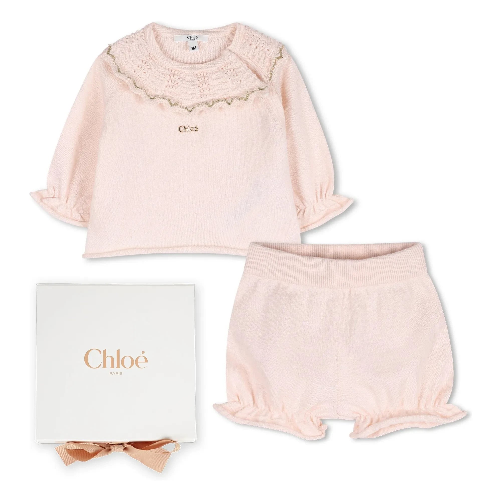 Chloé - Set aus Bio-Baumwollpullover und Bloomer | Rosa