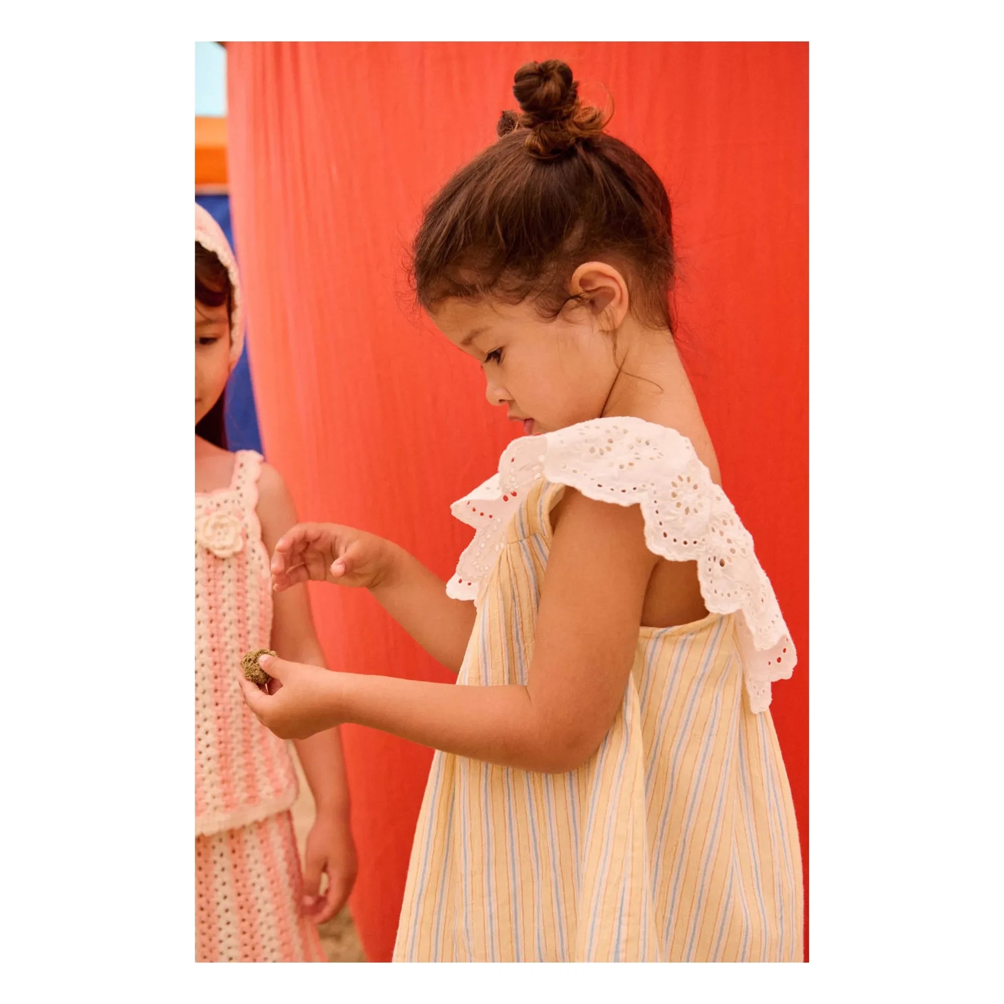 Louise Misha - Danya Gestreiftes Kleid aus Bio-Baumwolle | Gelb