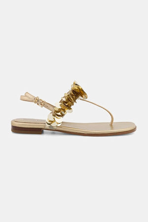 MICHAEL Michael Kors kadın deri alçak topuklu Loretta Thong Sandal