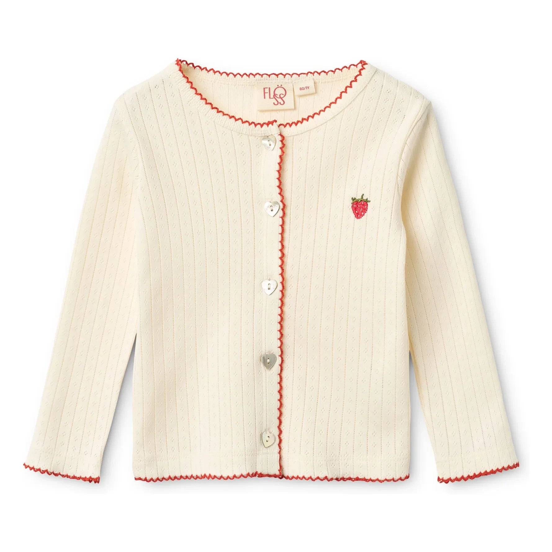 Flöss - Flora Fraise Pointelle Cardigan | Creme