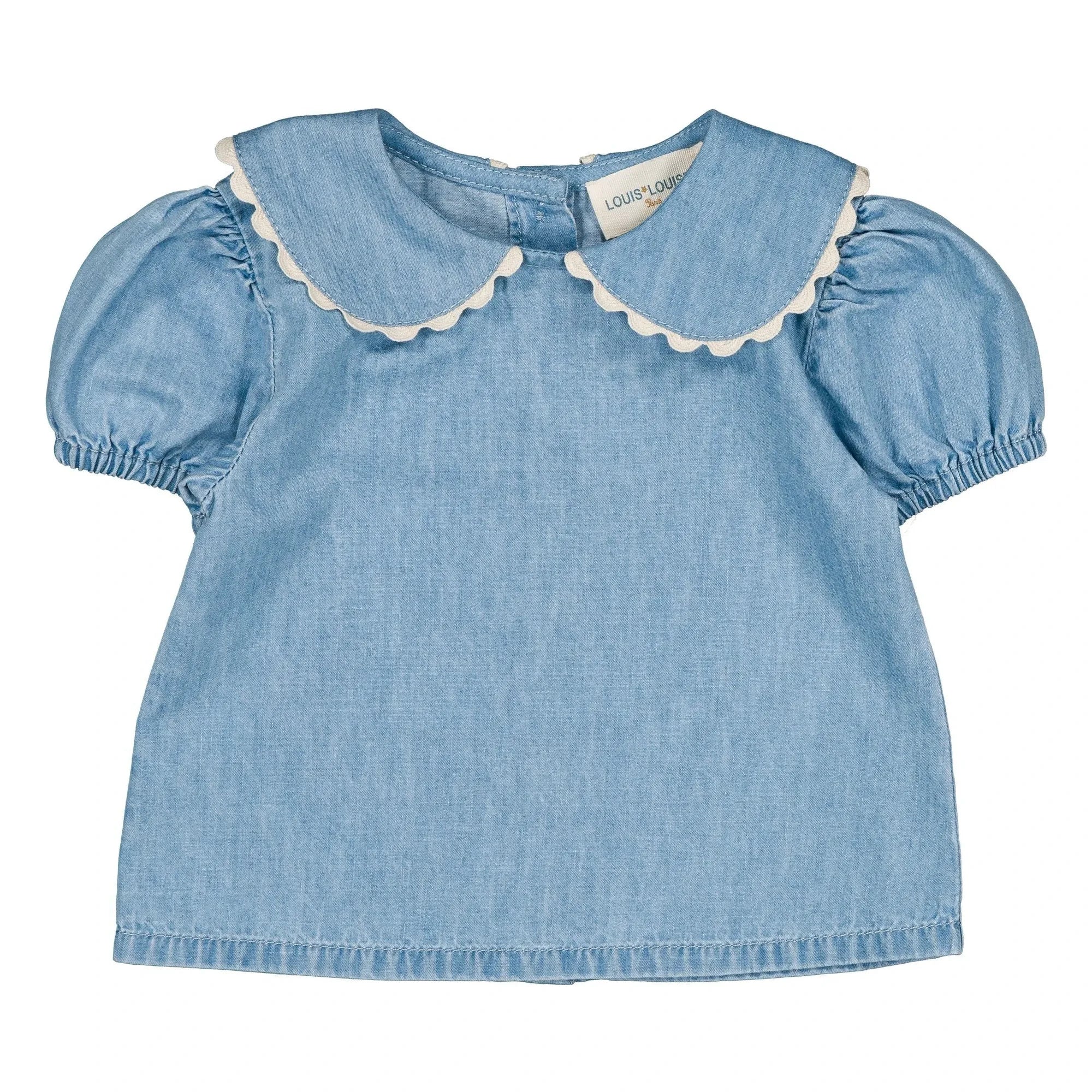 Louis Louise - Bluse Claudine-Kragen Belki Chambray | Hellblau