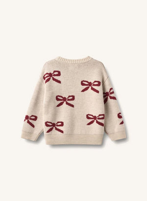 Wheat - Pullover mit Knoten‑Schleife aus Merinowolle | Creme