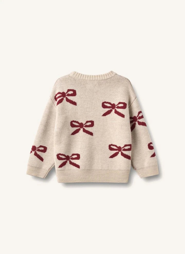 Wheat - Pullover mit Knoten‑Schleife aus Merinowolle | Creme