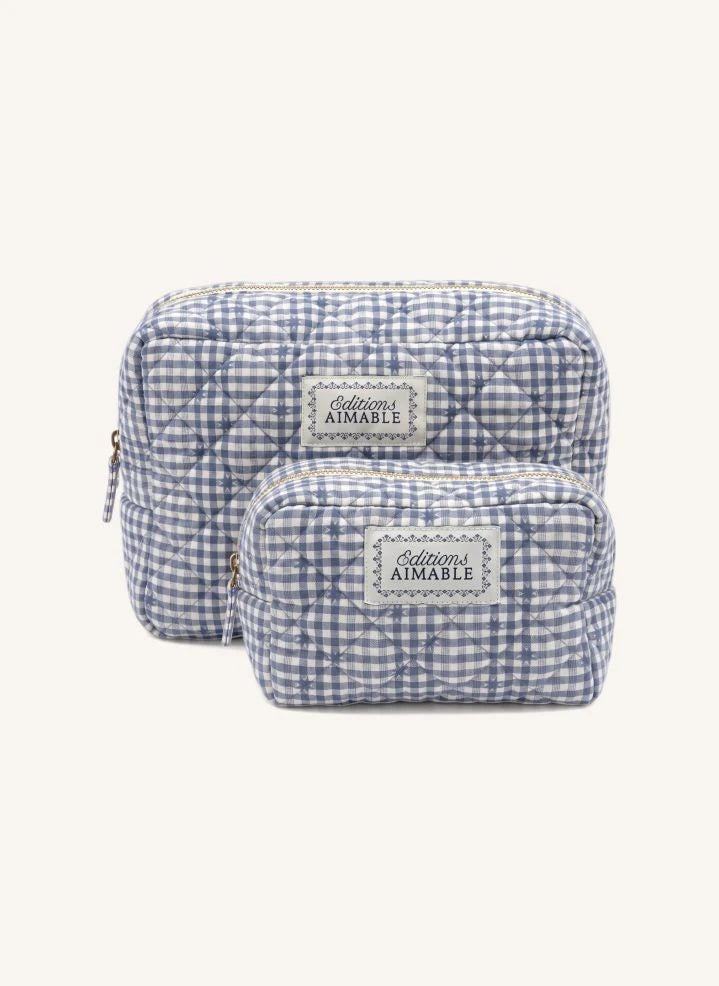 Editions Aimable - Tuscany Pflege Tasche | Blau Vichy Baumwolle
