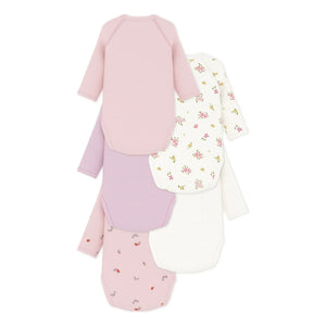 Petit Bateau - 5er Pack Bio-Baumwoll-Bodys mit Blumenmuster | Rosa