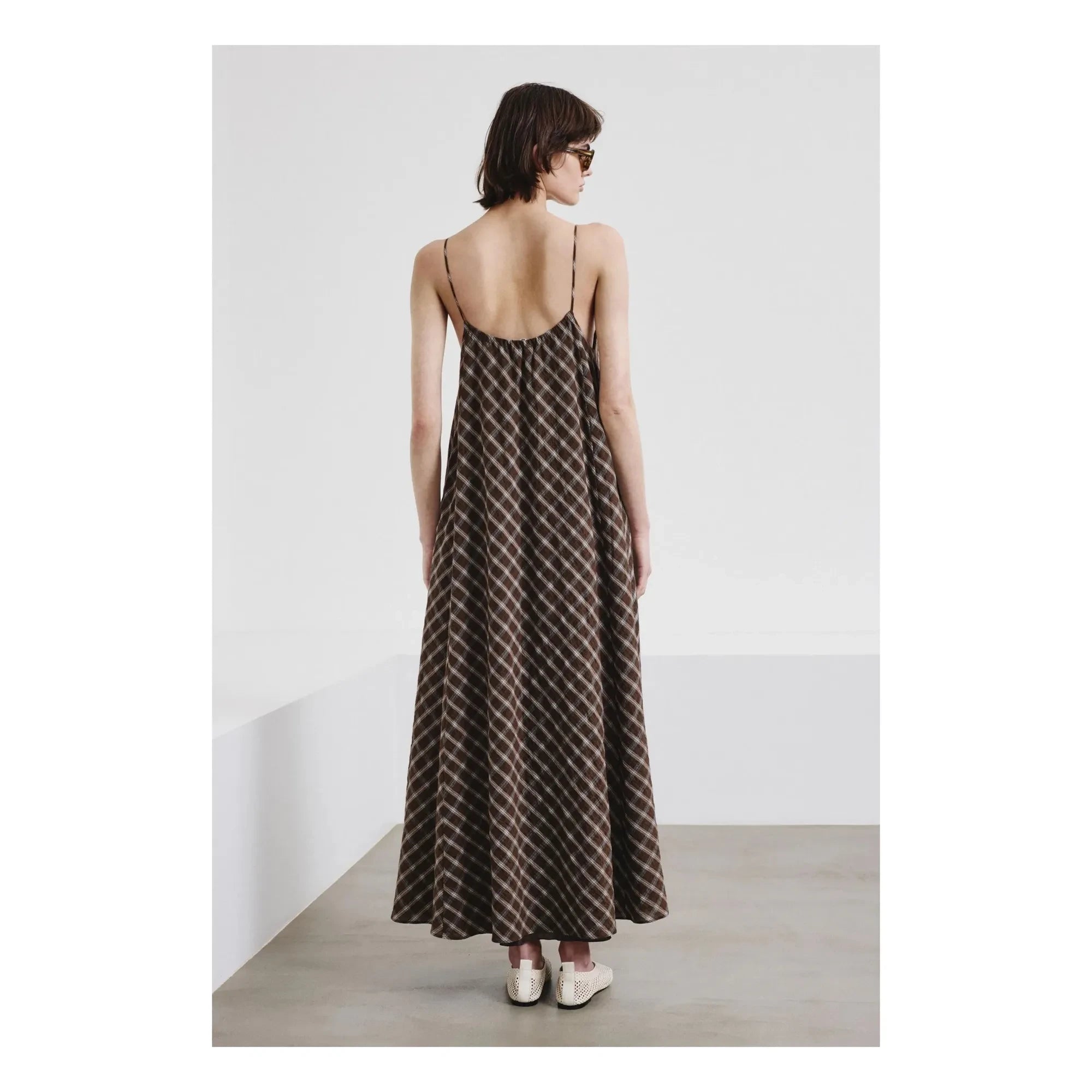 Pomandère - Baumwollkleid mit Karomuster | Schokolade