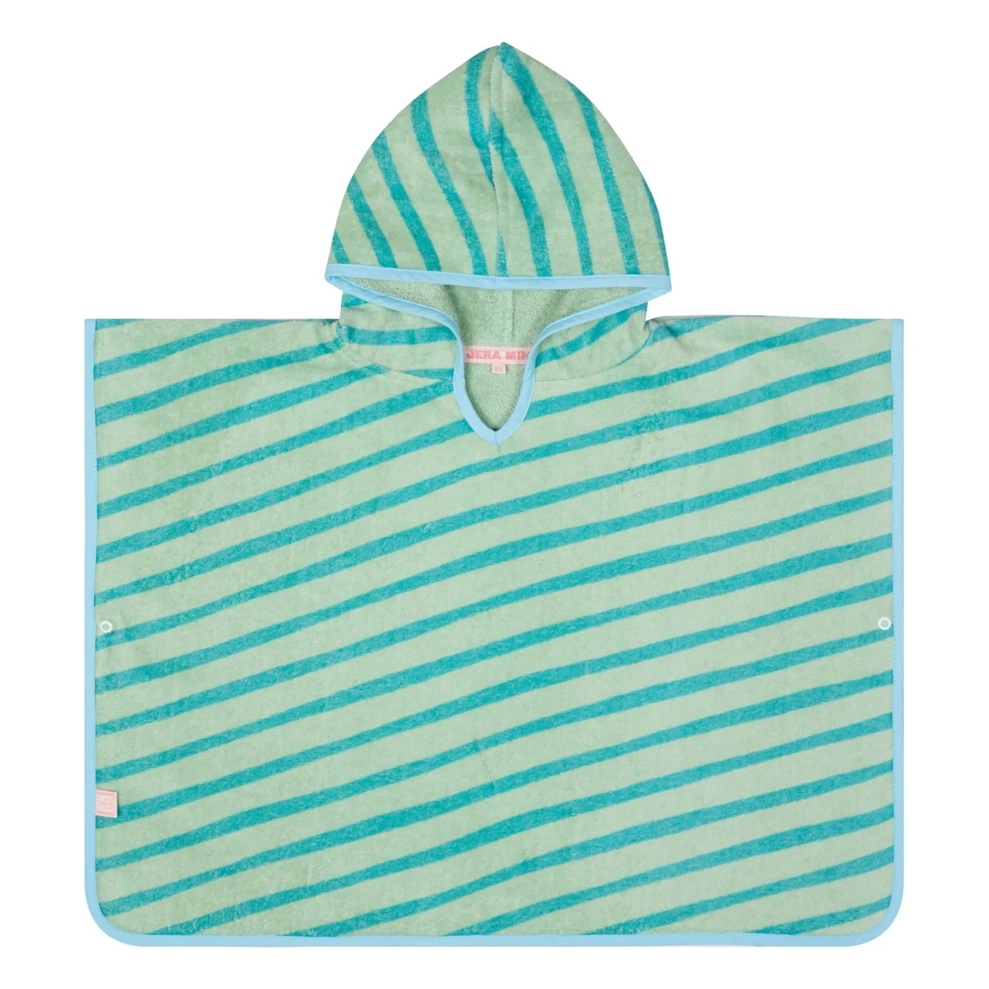 Jera Mini - Gestreifter Handtuch-Poncho | Grün