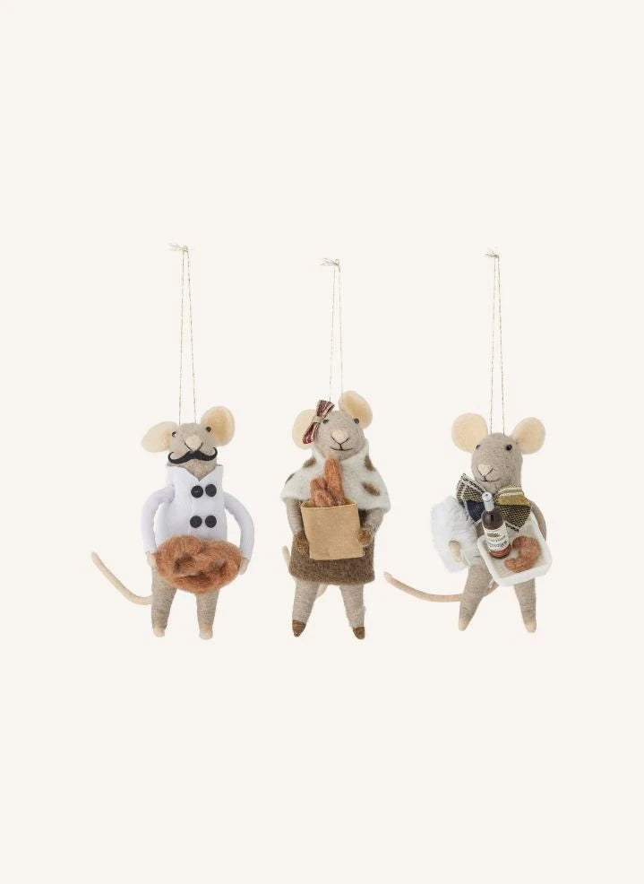 Bloomingville - Peo Wollhänger Mäuse Anhänger - 3er Set | Bunt