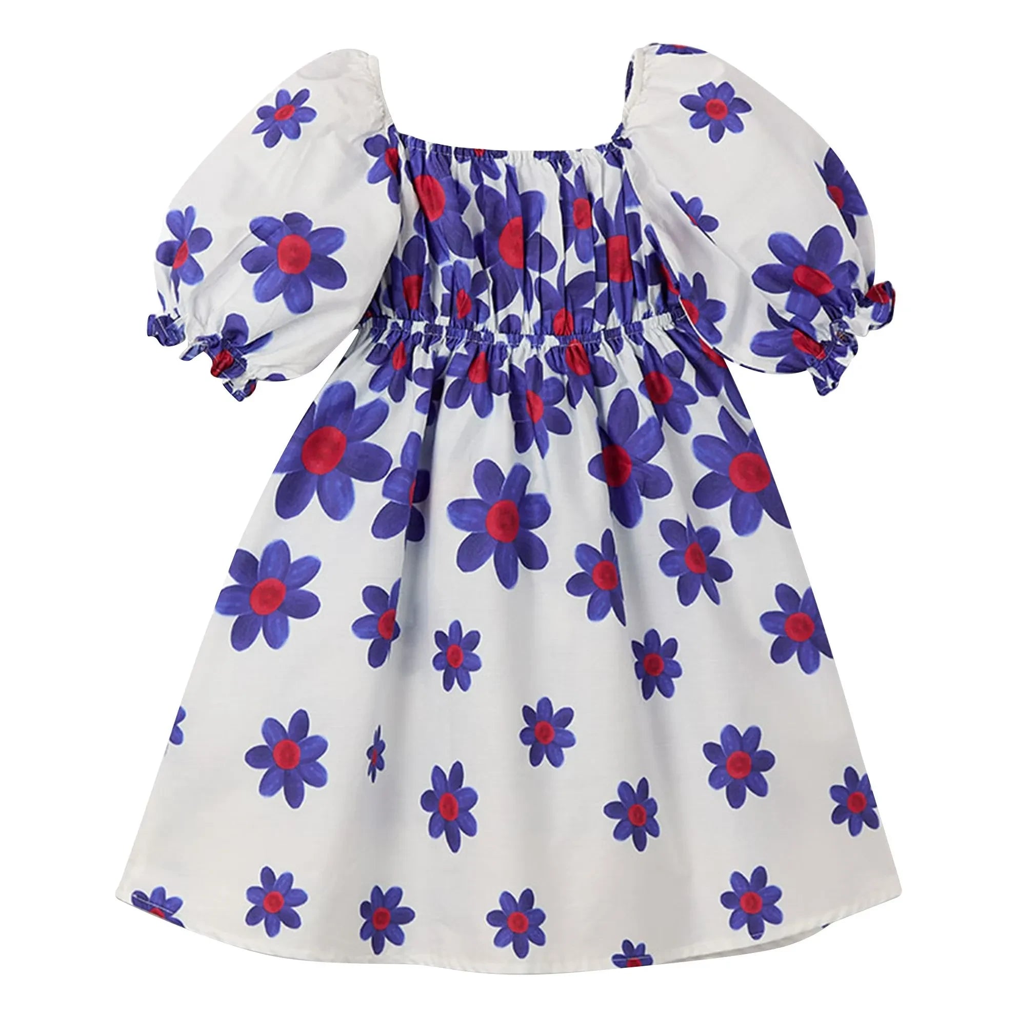 Fabula - Ballonärmeliges Blumen-Midikleid | Weiß