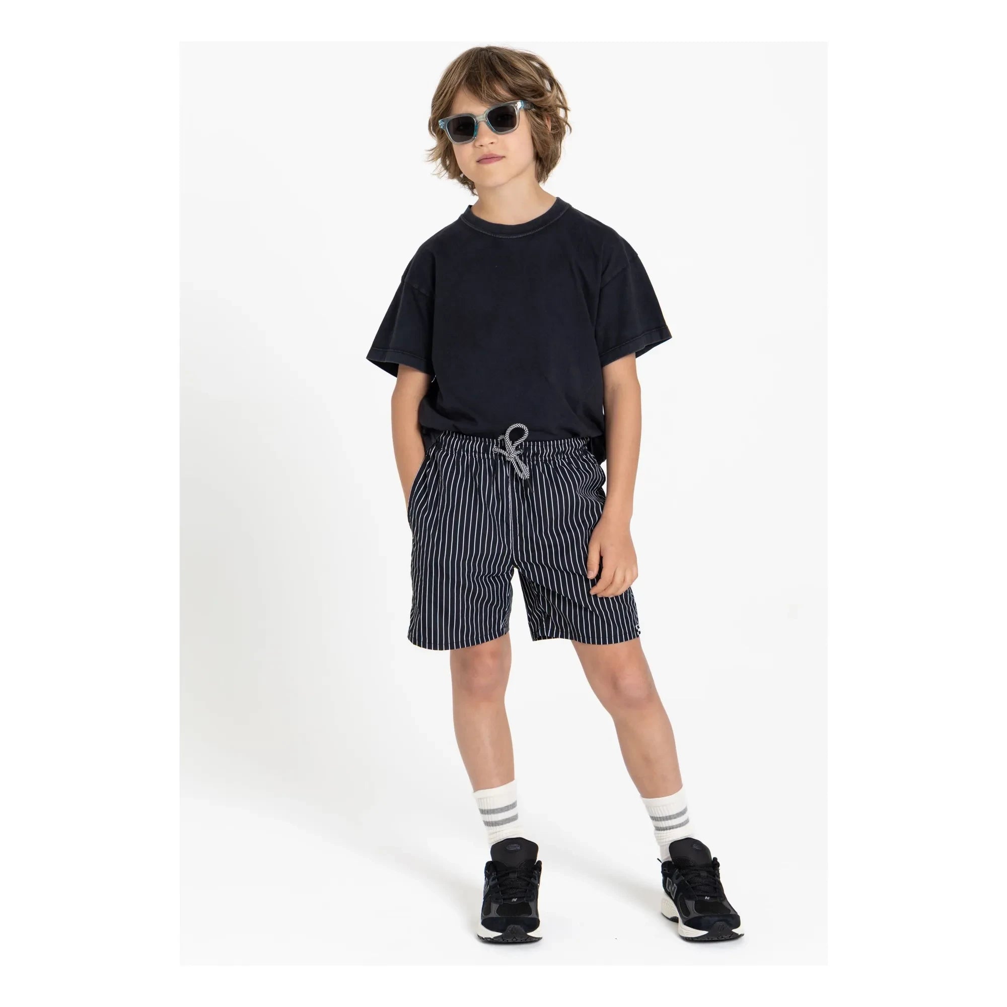 Finger in the Nose – Freeboy Gestreifte Badeshorts | Schwarz
