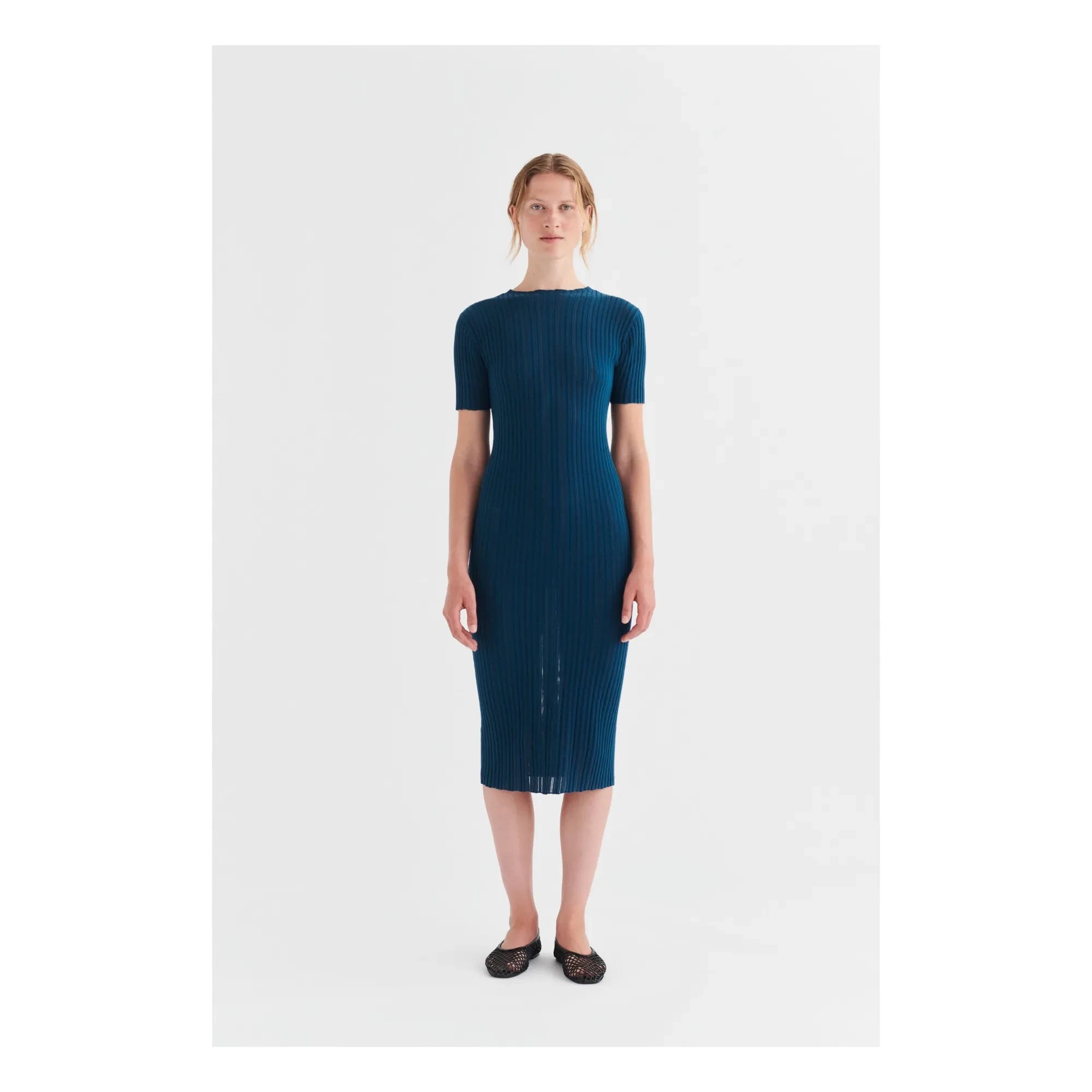FUB - Hohes geripptes Kleid | Blau