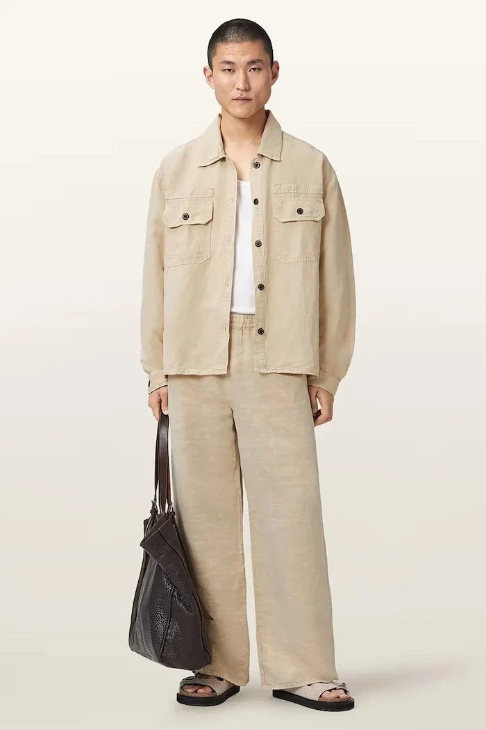 AllSaints erkek keten gömlek KORTEN