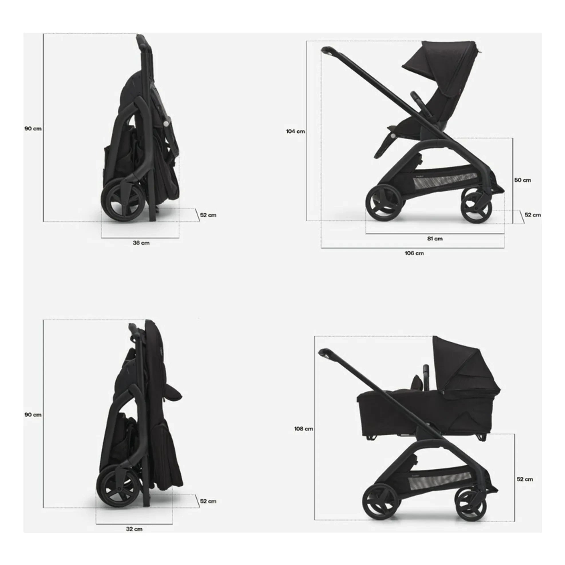 Bugaboo - Bugaboo Dragonfly City Kinderwagen komplettes schwarzes Gestell | Taupe Braun