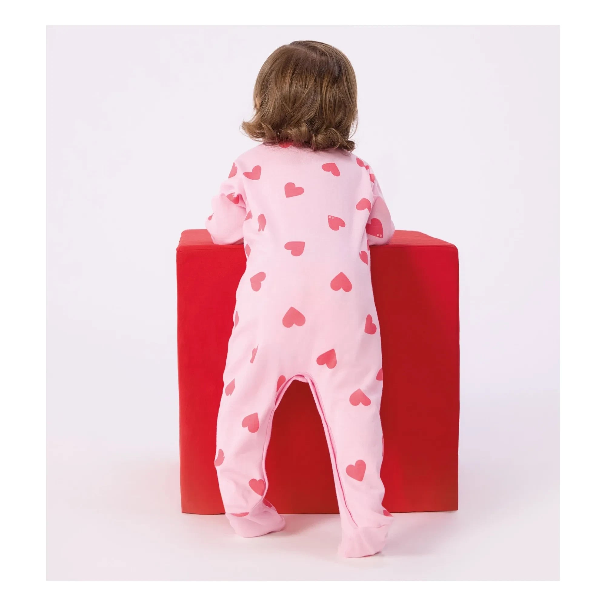 Petit Bateau - Gute Nacht Herzen PB Schlafanzug | Rosa