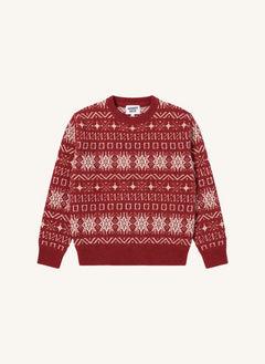 Hundred Pieces - Mika Jacquard Merinowolle Pullover | Dunkelrot