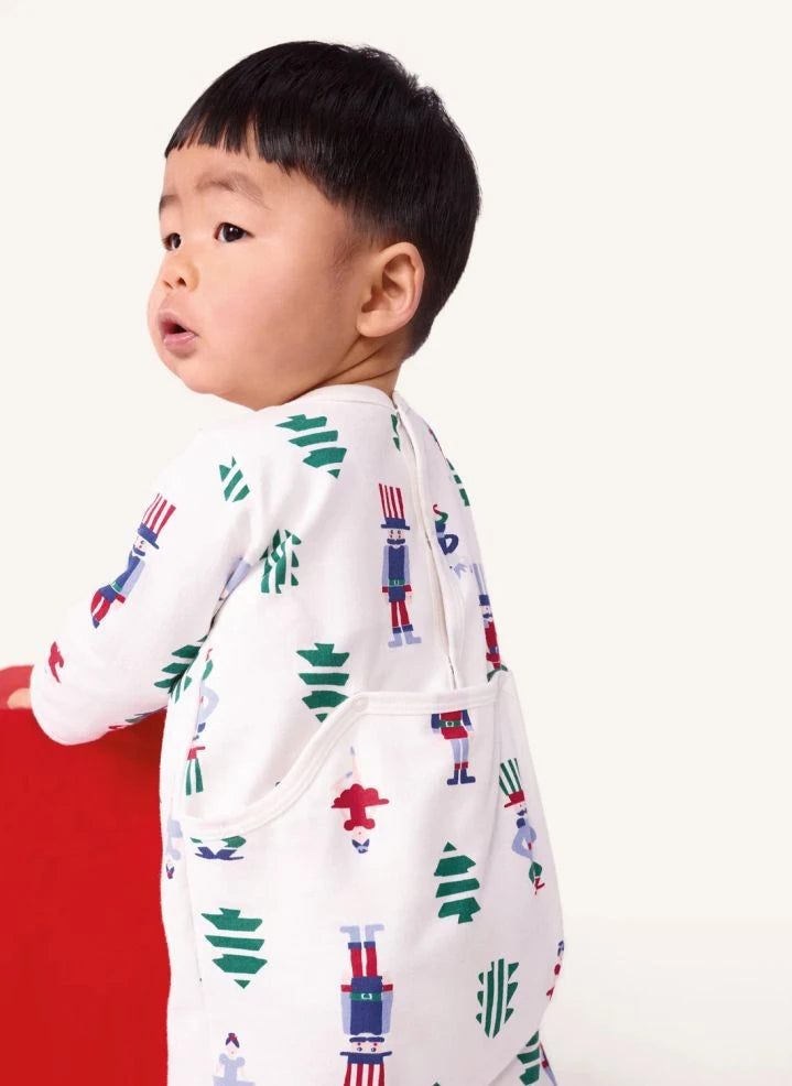 Petit Bateau - Weihnachts-Pyjamas Bio-Baumwoll-Fleece | Weiß