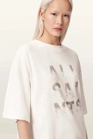 AllSaints Damen Baumwoll-Oversize-STACKS-T-Shirt