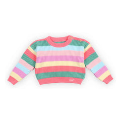 the new society - Canela Gestreifter Bio-Baumwoll-Pullover | Rosa