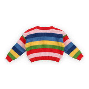 the new society - Canela Gestreifter Pullover aus Bio-Baumwolle | Rot